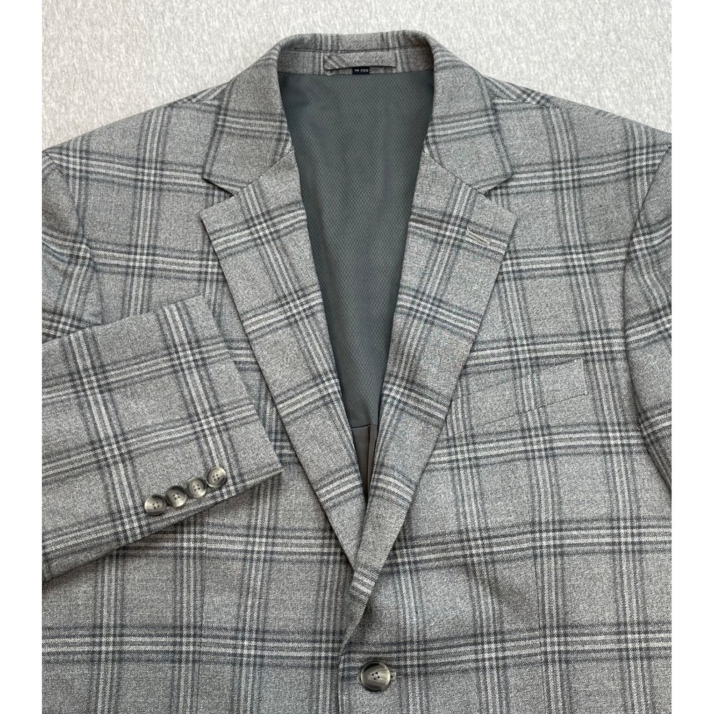Jos A Bank Blazer Mens 44L Windowpane Wool Blend Stretch 2-Button Single Breast